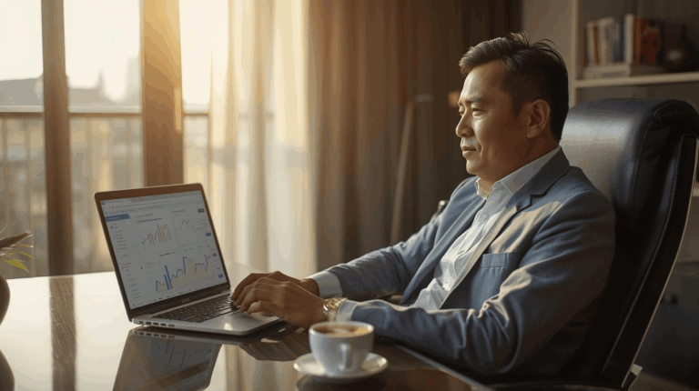 Pria Indonesia menikmati hasil investasi passive income dari rumah