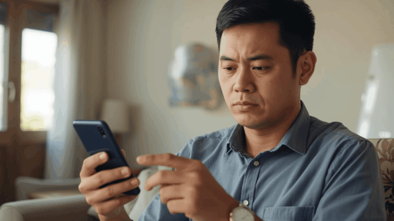 Pria mempertimbangkan pinjaman online dengan bijak